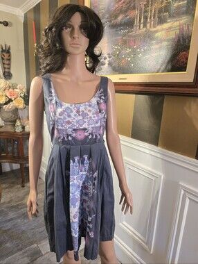 Desigual Sleeveless Scoop Dress in Charcoal and Lavender